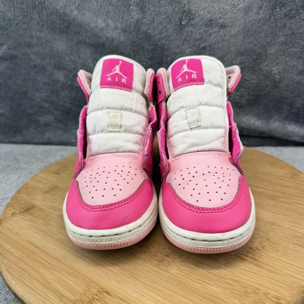 Nike Air Jordan 1 Mid Shoes Girls Size 4Y Pink White Leather Sneakers FD8780-116